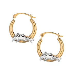 10K Gold Dolphin Hoop Earring