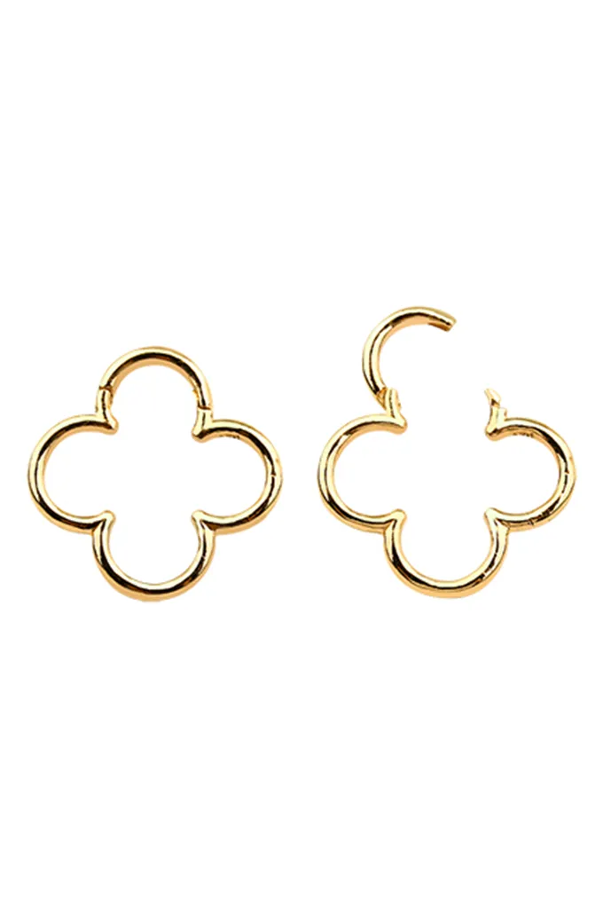 14K 18K Real Solid Gold 18g Clover Line Helix Daith Nose Septum Ring Hoop Earring Piercing Jewelry