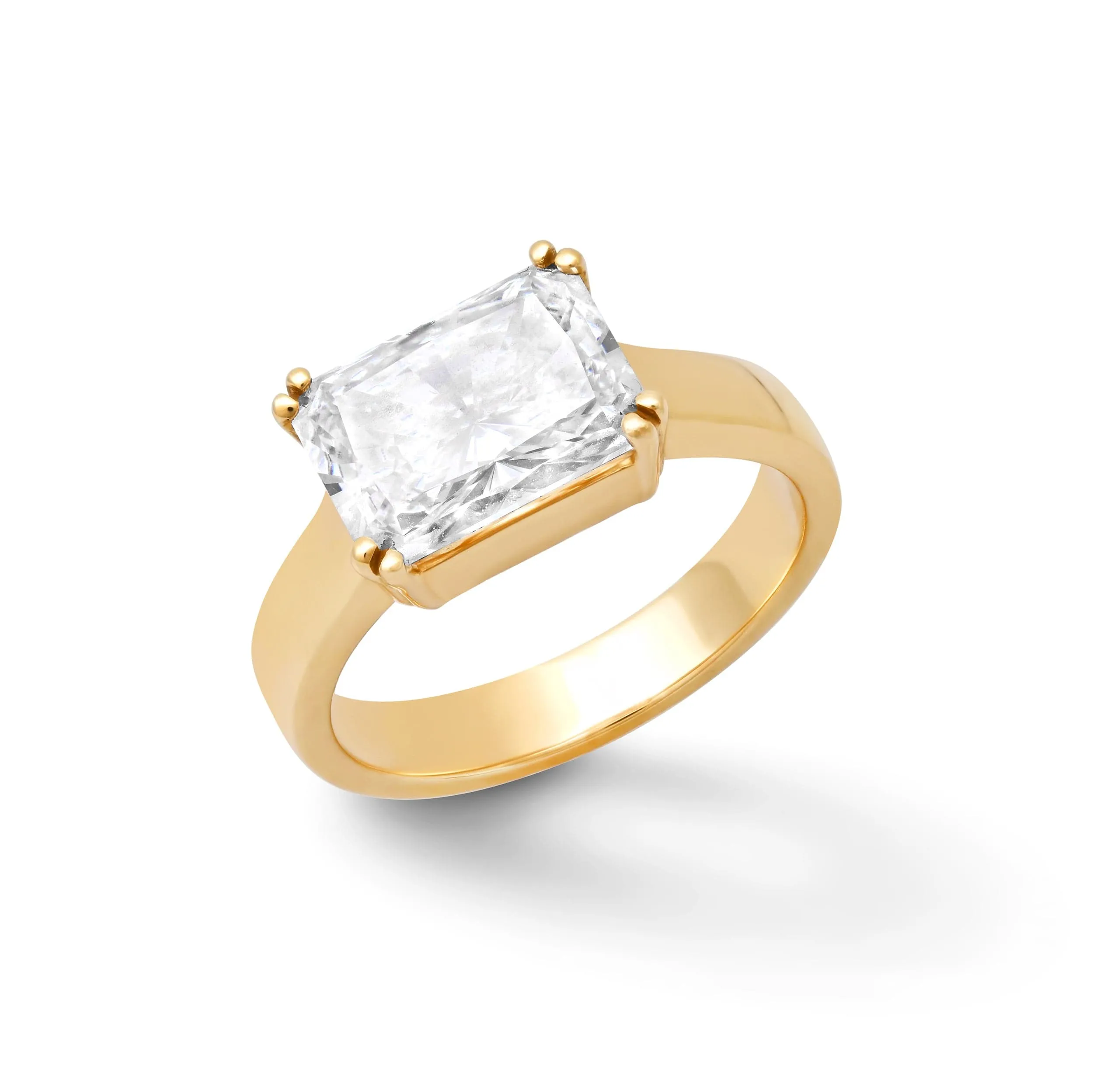 14K & 18K Gold Radiant Cut East West Diamond Ring, Lab Grown