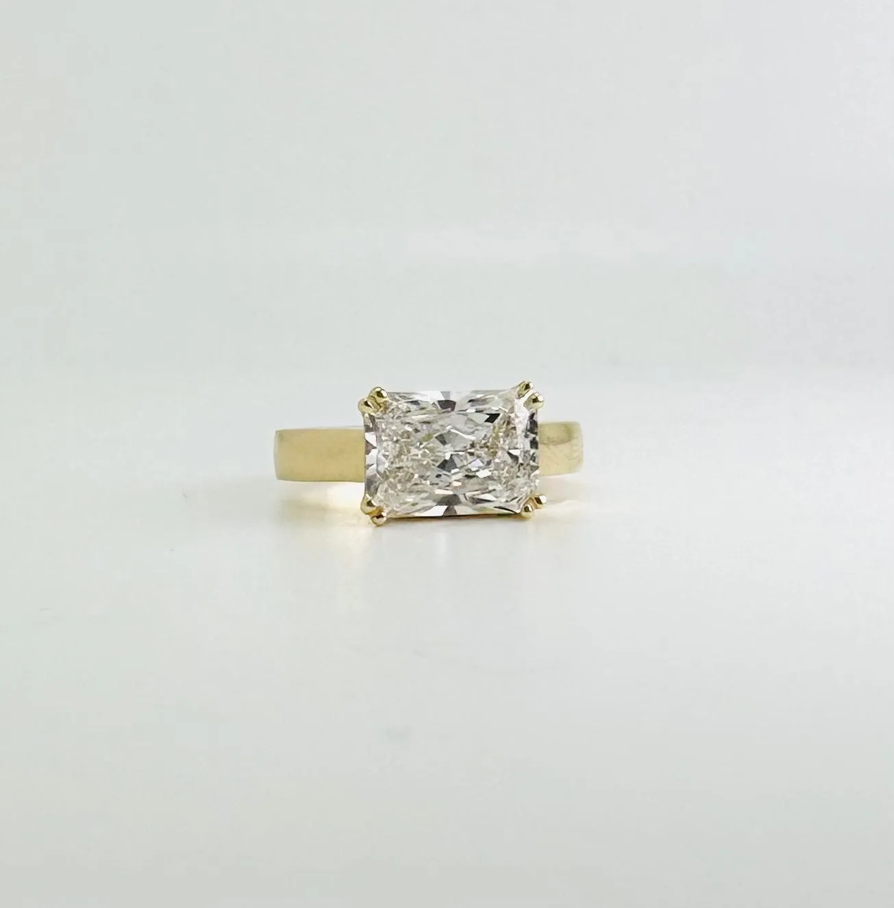 14K & 18K Gold Radiant Cut East West Diamond Ring, Lab Grown