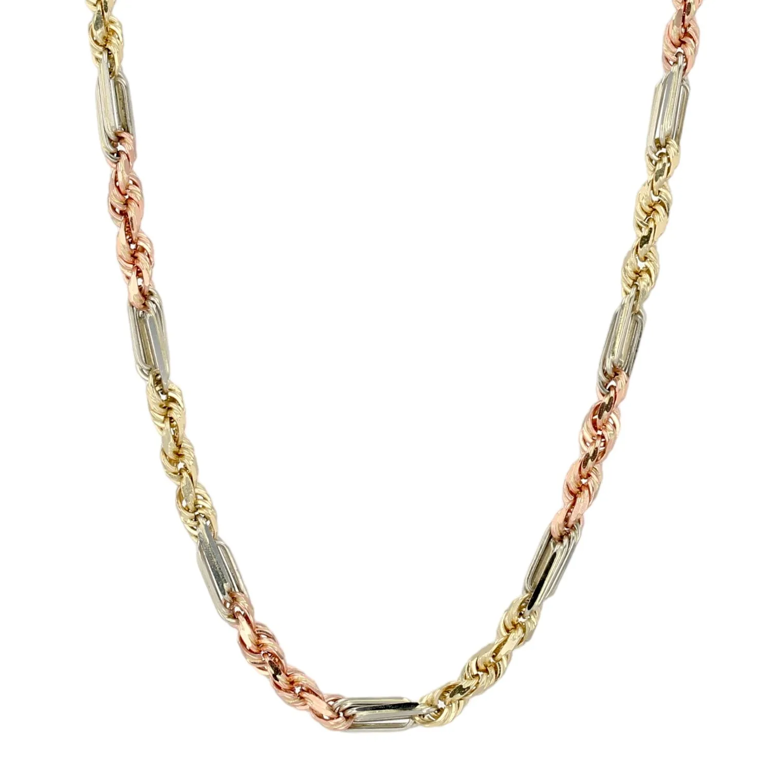 14k Tri color solid valentin chain-224424