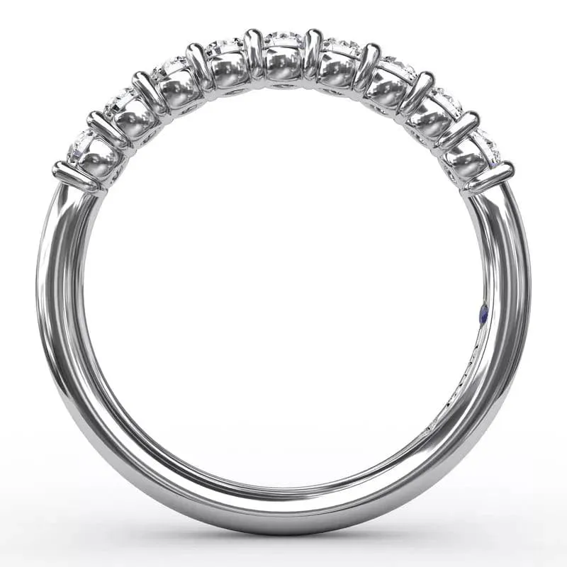 14K WHITE GOLD BEAD-SET ROUND DIAMOND WEDDING BAND, 0.44CTW