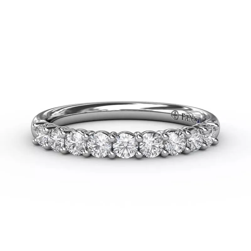 14K WHITE GOLD BEAD-SET ROUND DIAMOND WEDDING BAND, 0.44CTW