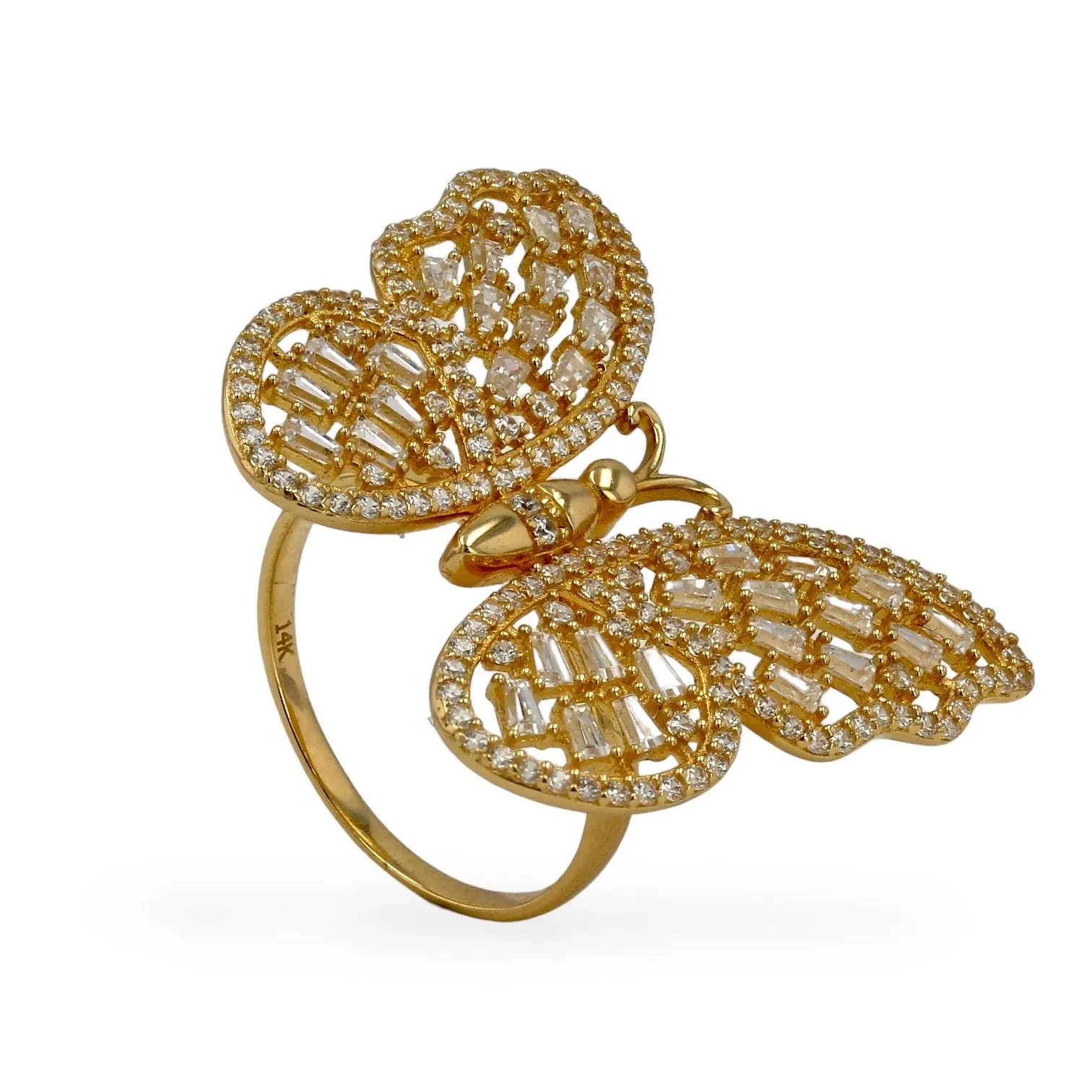 14K Yellow gold large butterfly ring-223557