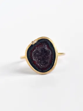 18K Solid Gold Geode Ring with Diamond