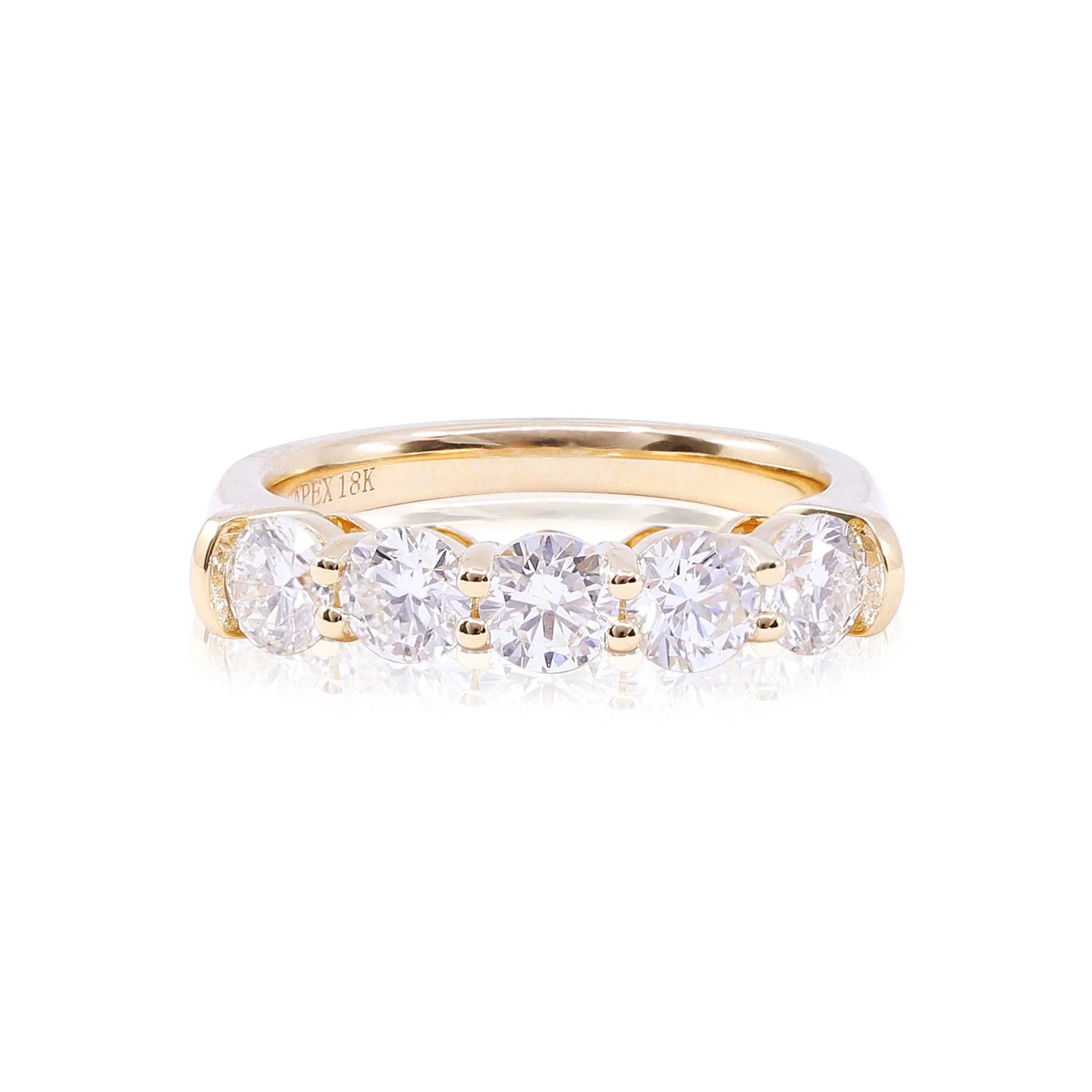 18K YELLOW GOLD 5-STONE ROUND BRILLIANT DIAMOND BAND 1.50CTW