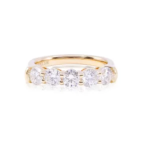 18K YELLOW GOLD 5-STONE ROUND BRILLIANT DIAMOND BAND 1.50CTW