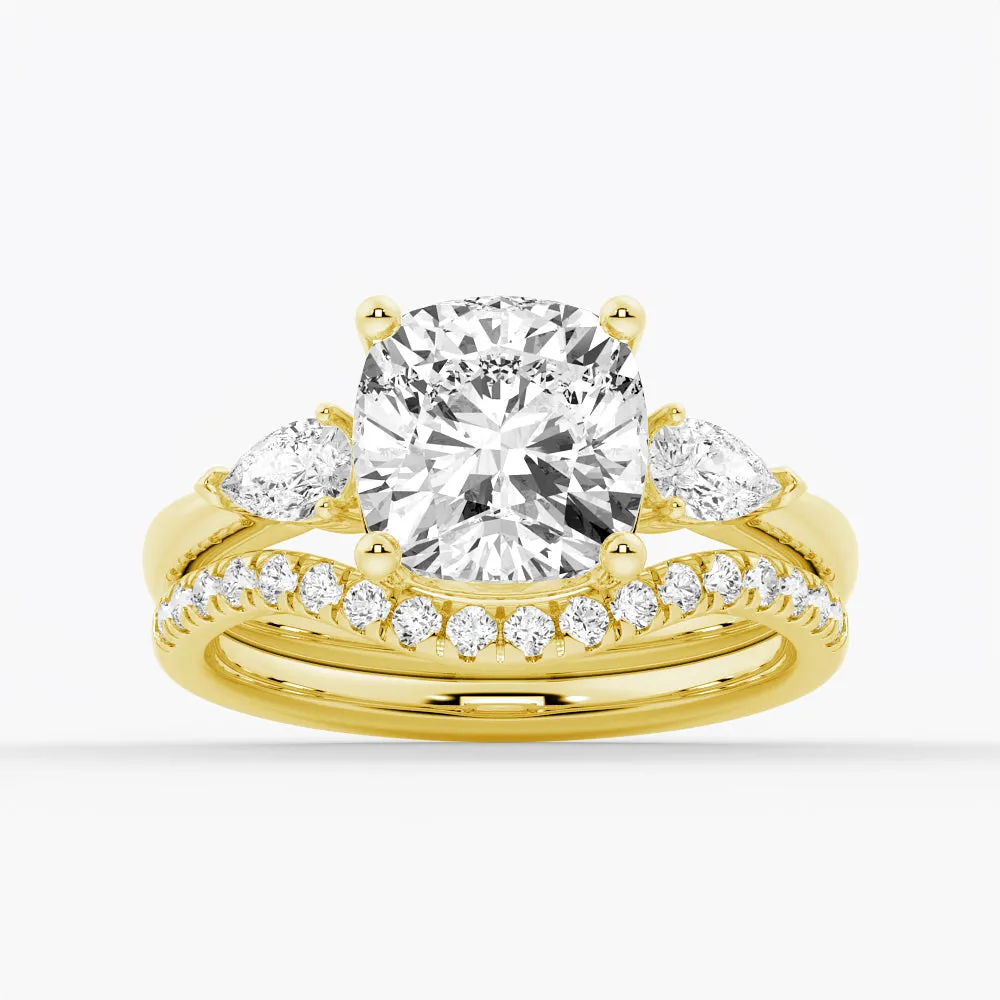 3 CT. Classic Cushion Cut Three Stone Engagement Ring