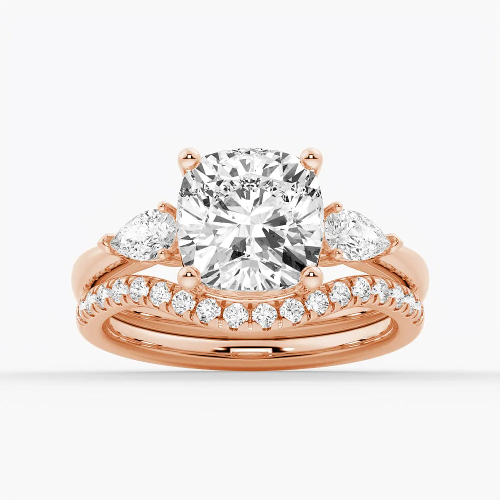 3 CT. Classic Cushion Cut Three Stone Engagement Ring