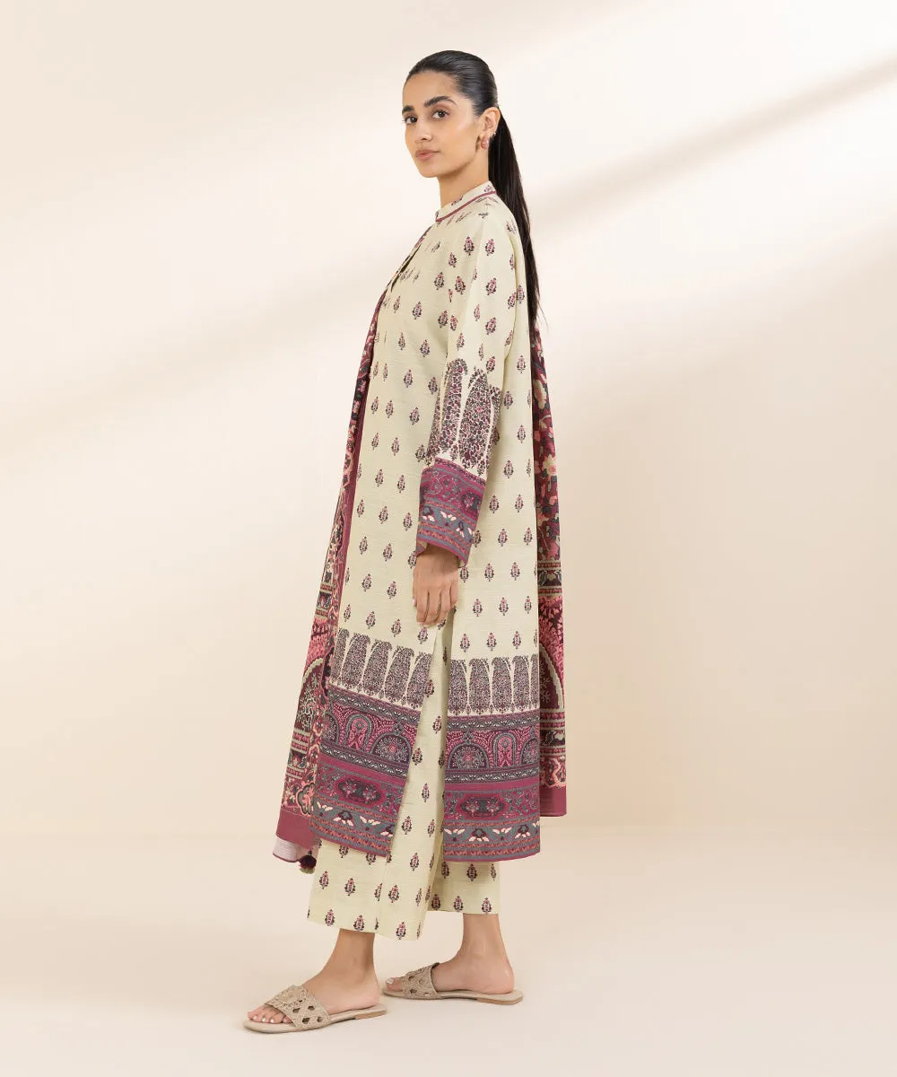 3 Piece - Printed Khaddar Suit