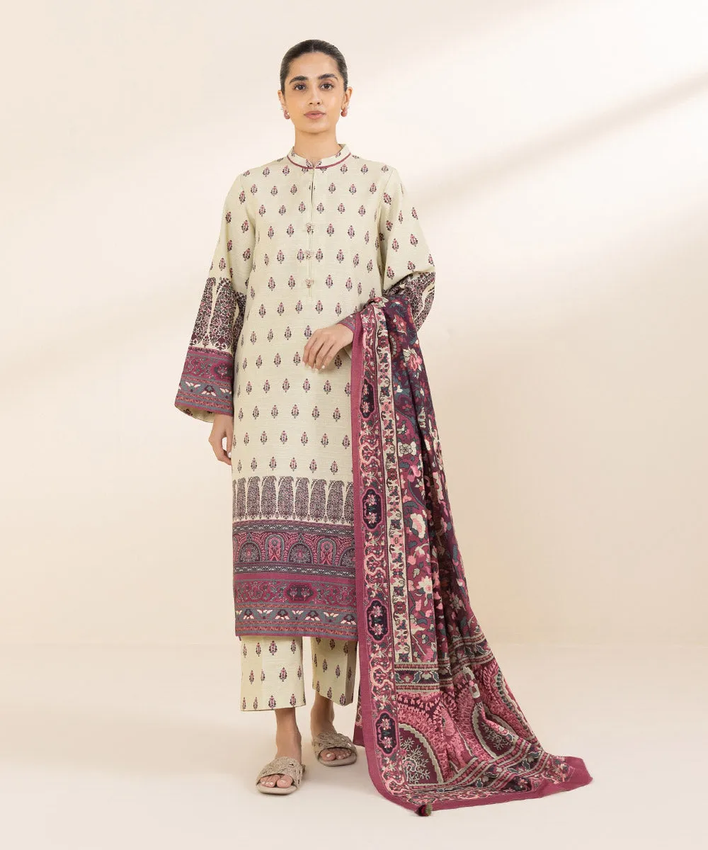 3 Piece - Printed Khaddar Suit