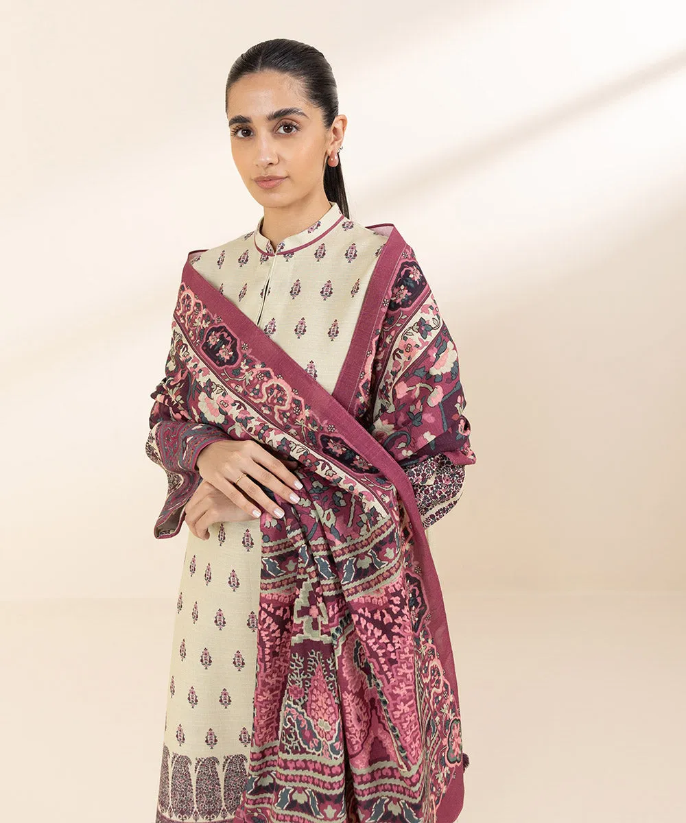 3 Piece - Printed Khaddar Suit