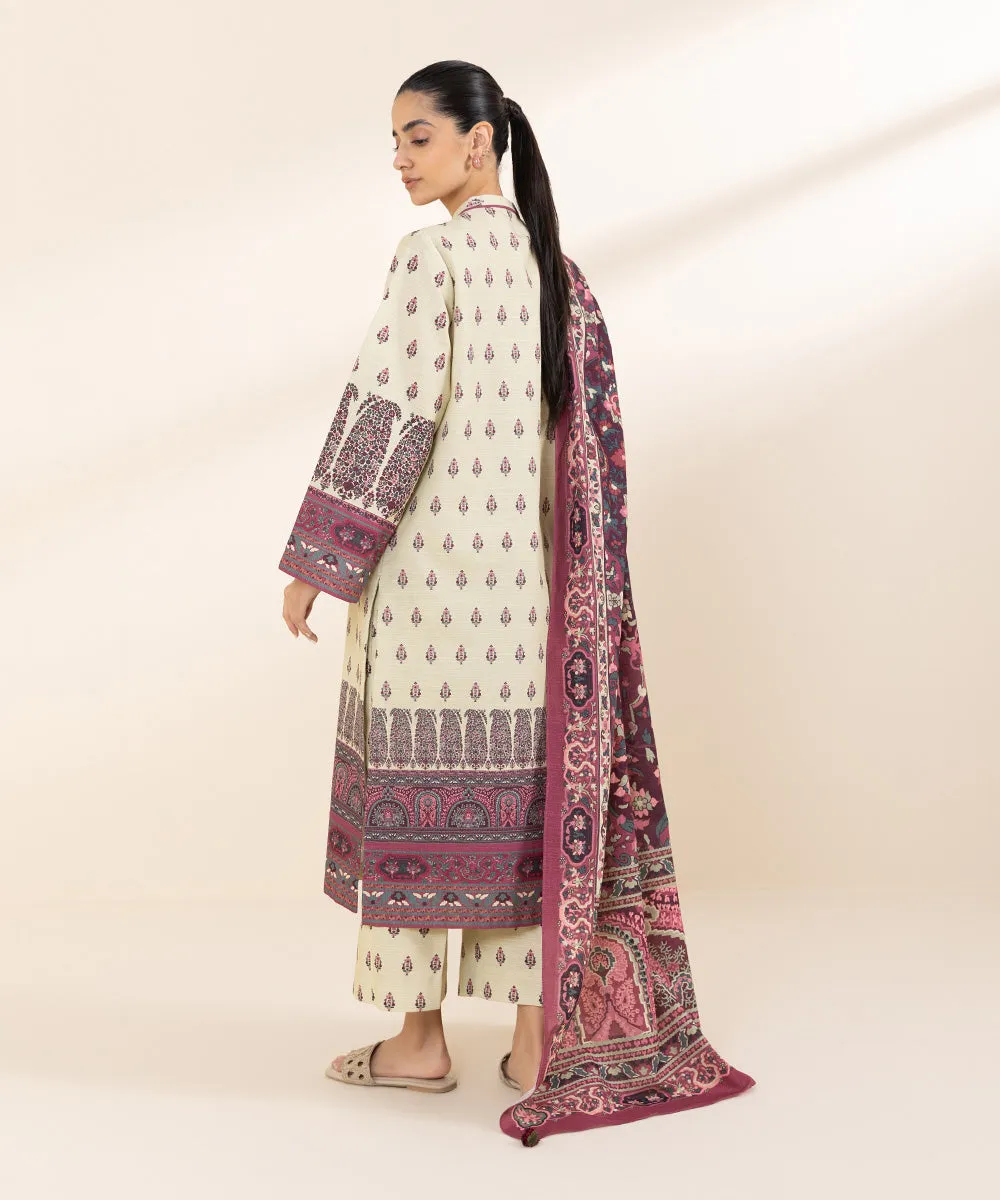 3 Piece - Printed Khaddar Suit