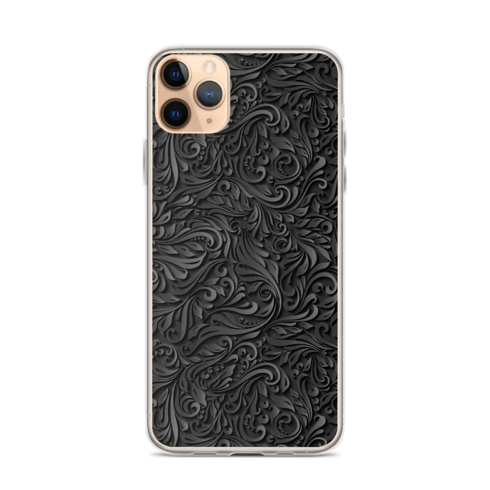 3D Black Ornament Pattern iPhone Case