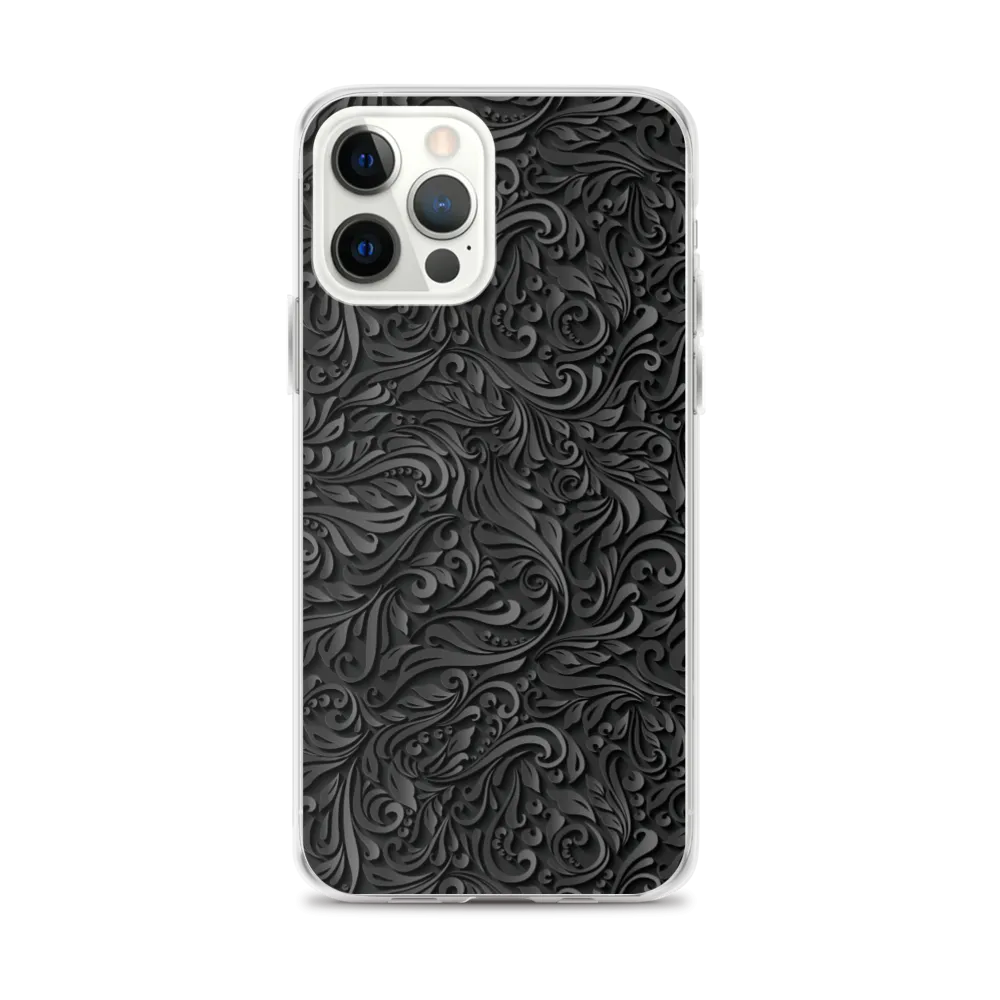 3D Black Ornament Pattern iPhone Case