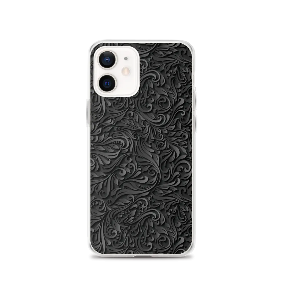 3D Black Ornament Pattern iPhone Case