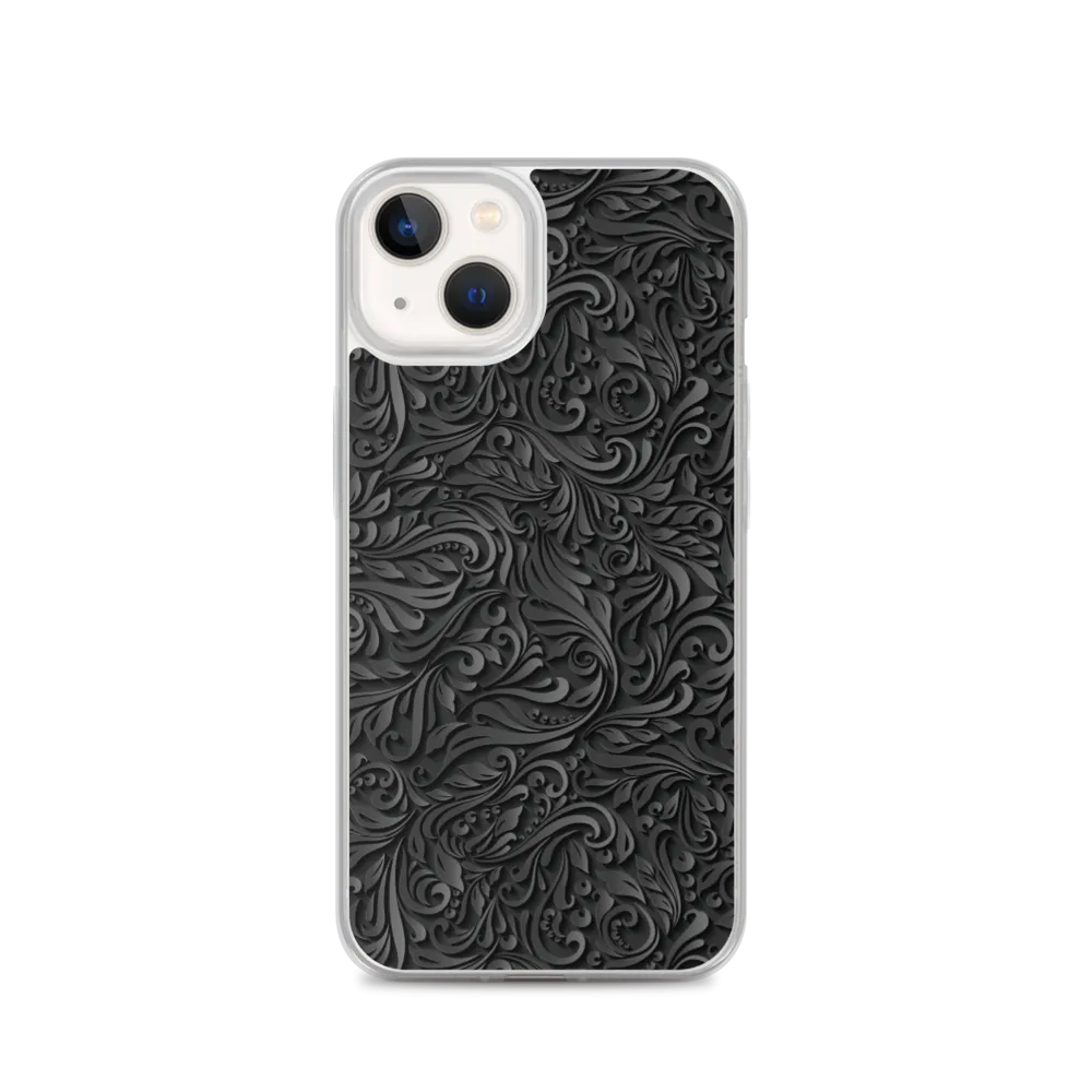 3D Black Ornament Pattern iPhone Case