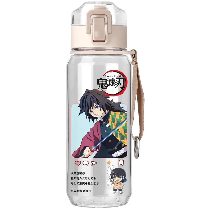 530ml Creative Water Sippy Cup with Straw Portable Outdoor Leakproof Water Bottle Demon Slayer Tanjiro Nezuko