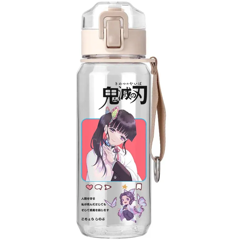 530ml Creative Water Sippy Cup with Straw Portable Outdoor Leakproof Water Bottle Demon Slayer Tanjiro Nezuko