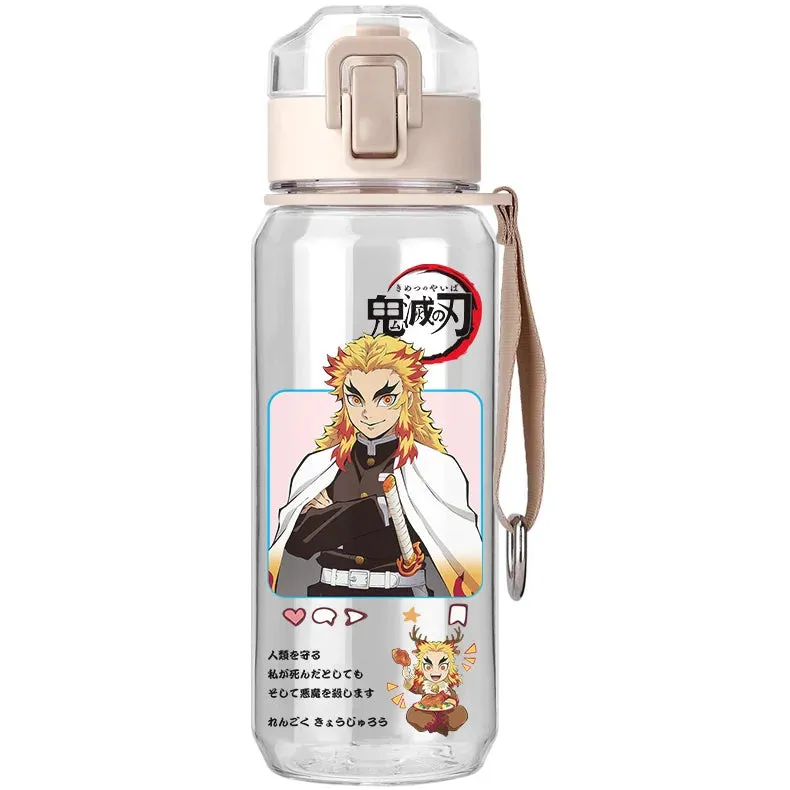 530ml Creative Water Sippy Cup with Straw Portable Outdoor Leakproof Water Bottle Demon Slayer Tanjiro Nezuko