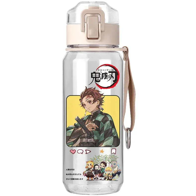 530ml Creative Water Sippy Cup with Straw Portable Outdoor Leakproof Water Bottle Demon Slayer Tanjiro Nezuko