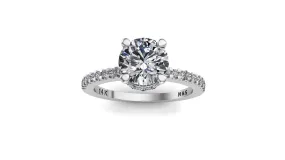 6.5mm (1.00ct) Rañe ForeverOne Round Moissanite Diamond Underhalo Engagement Ring 14K Gold MOENG006