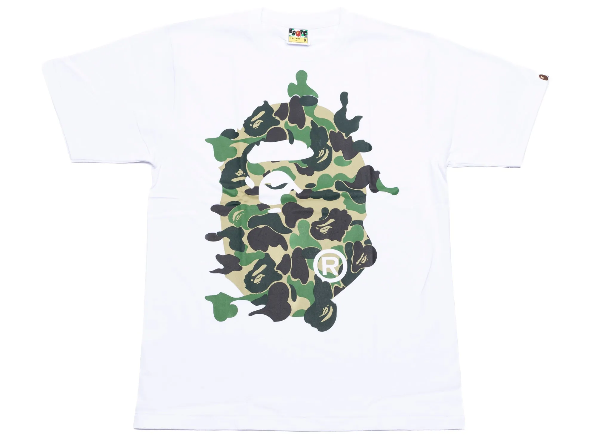 A Bathing Ape ABC Camo Rebuild Big Ape Head Tee in White/Green xld