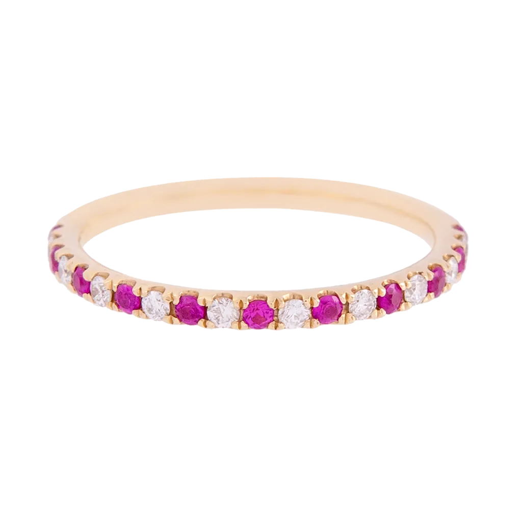 Alternating Ruby and Diamond Dainty Band