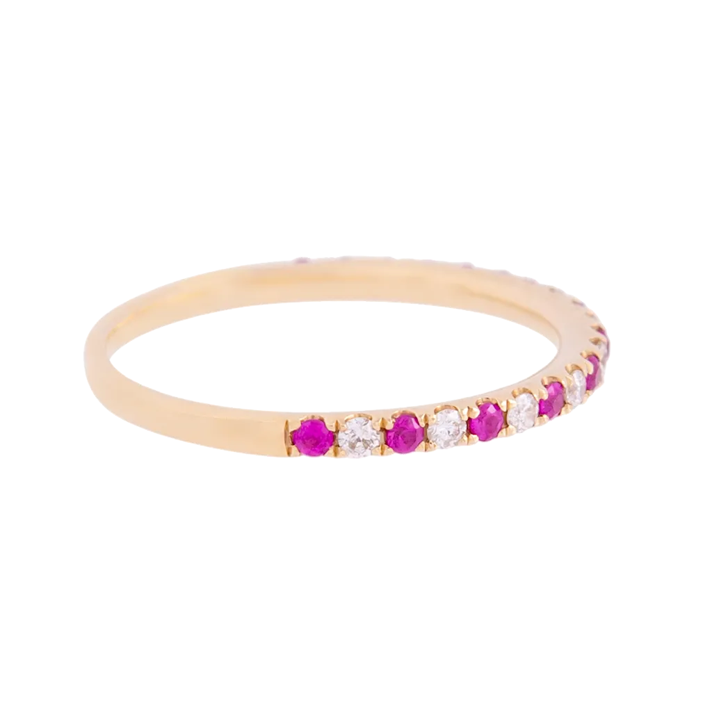 Alternating Ruby and Diamond Dainty Band