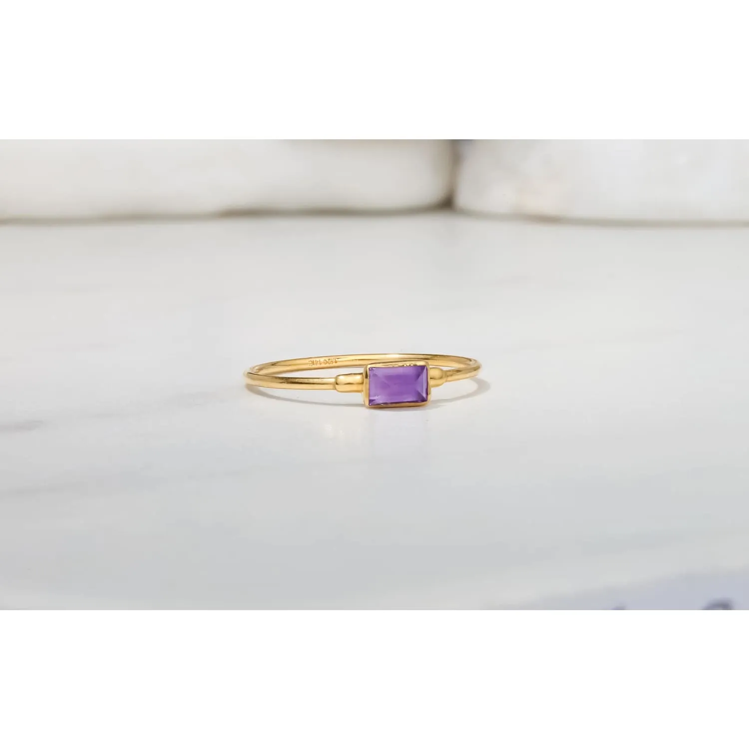 Amethyst Dainty Baguette Ring