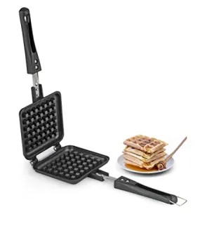 Anjali Aluminium Non stick Waffle Maker/Toaster Mould for Gas Burner Stove, Kitchen Tool, Use for Home, Restaurant - Black