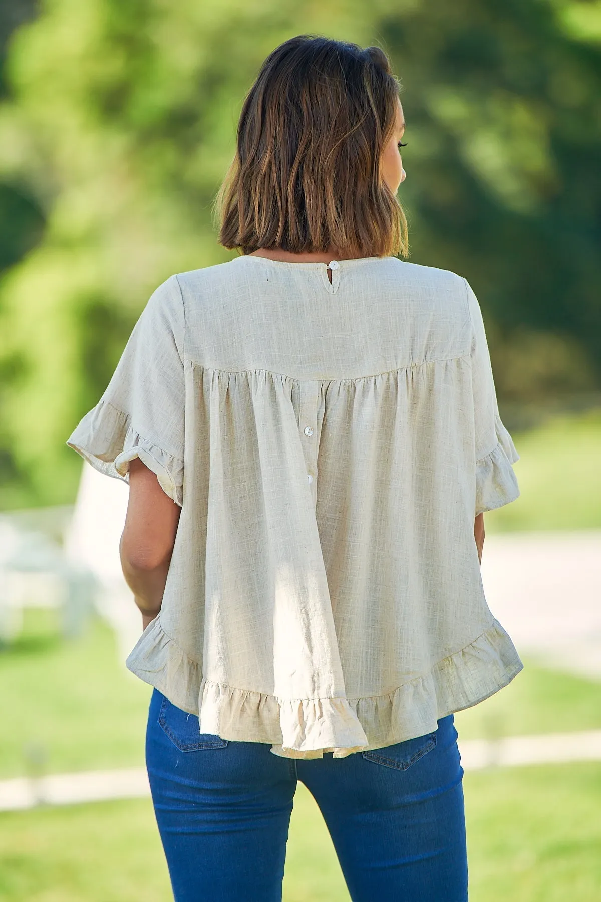 Aries Beige Linen Tee