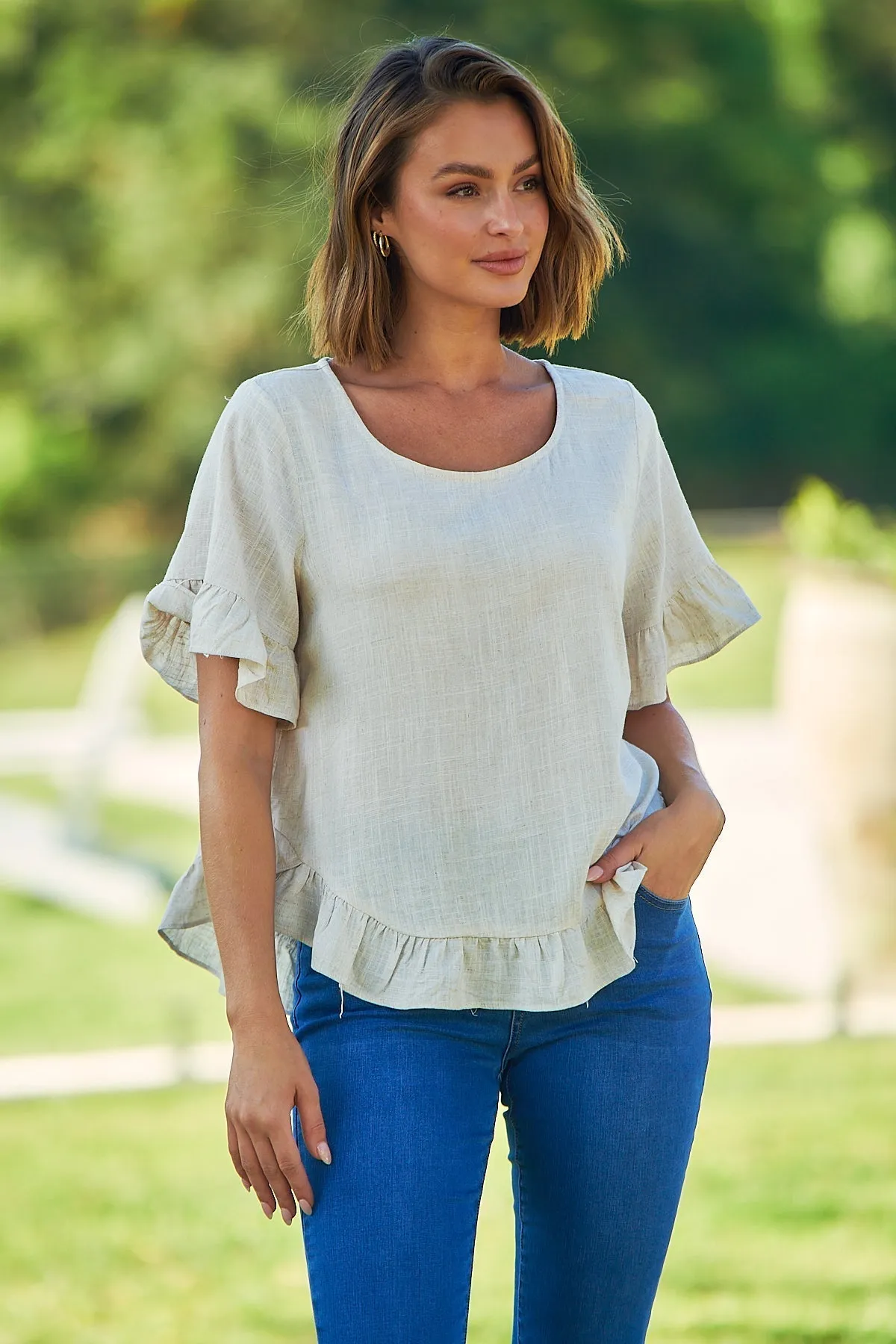 Aries Beige Linen Tee