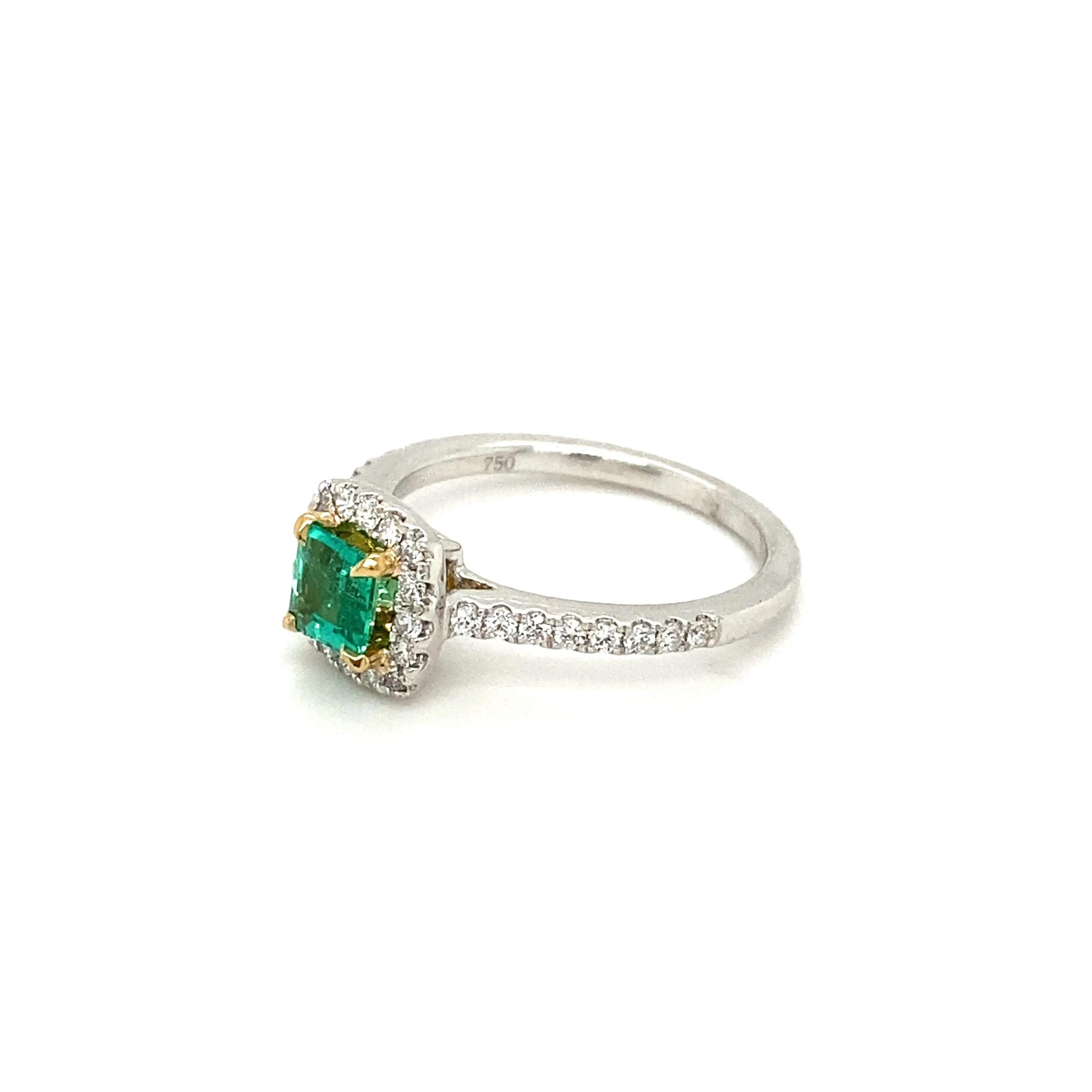 Asscher Cut Emerald and Pavé Diamond Ring