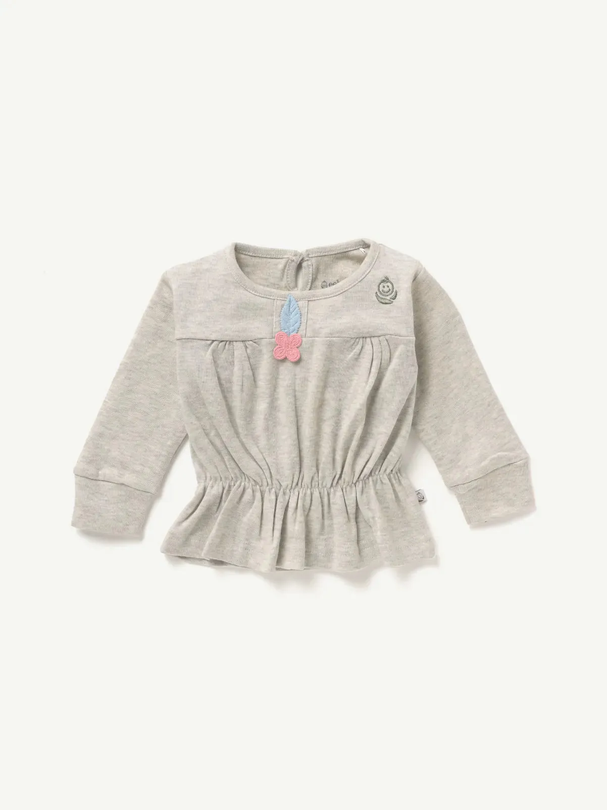 BABY GIRL SOLID FROCK CO-ORD SET - GREY