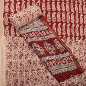 Bagh Hand Block Printed Maheshwari Silk Unstitched 3 Piece Suit Set