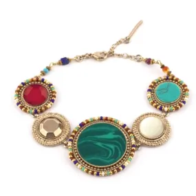 Baroque Malachite, Lapis Lazuli and Turquoise Bracelet by Satellite Paris