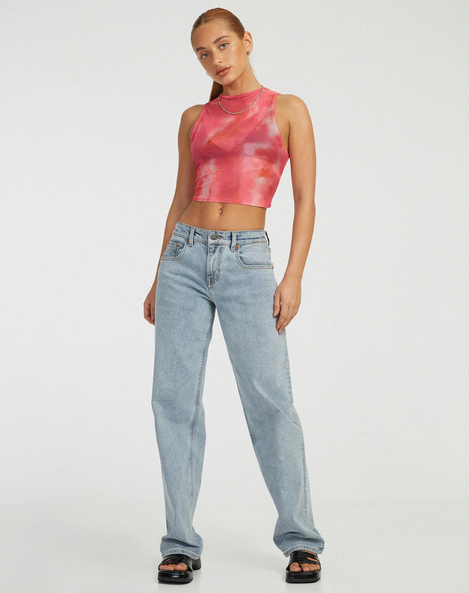 Bikari Crop Top in Abstract Blurred Pink