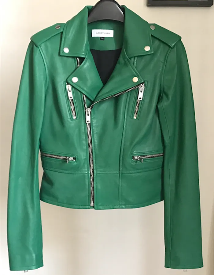 BIRDY - Cropped Leather Biker Jacket