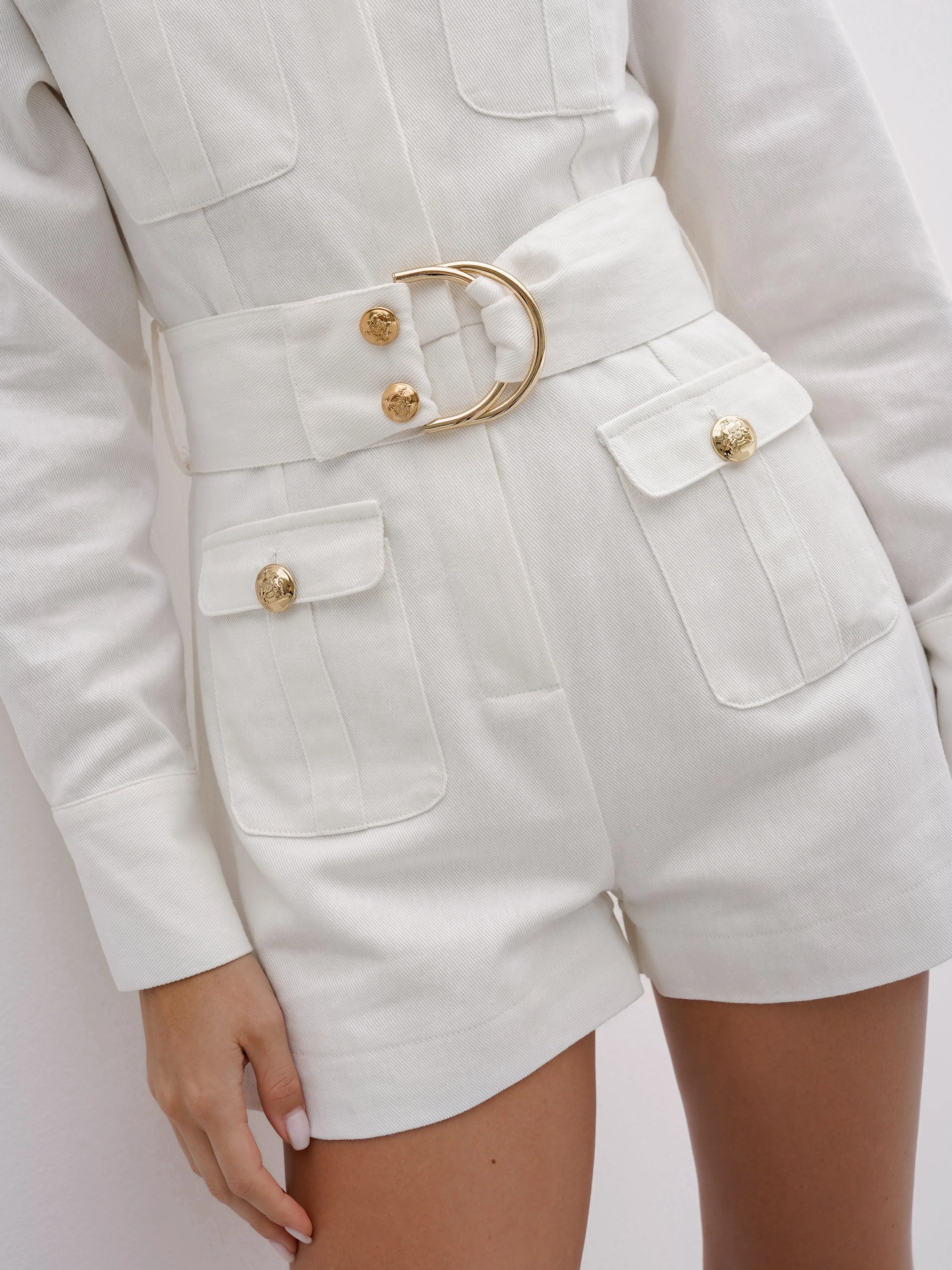 Blair Premium Denim Playsuit | White