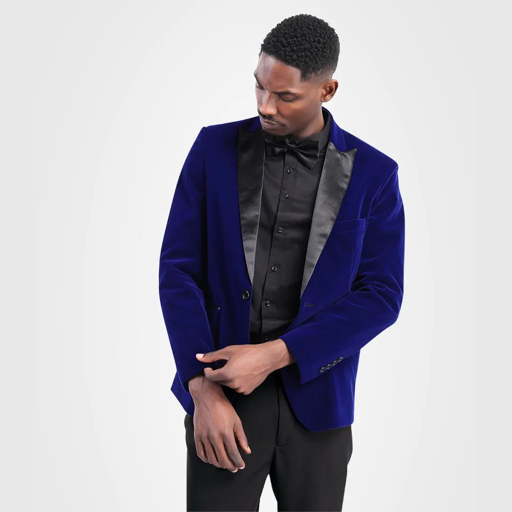 Blue Velvet Fashion Blazer Pleuche Tuxedo Jacket