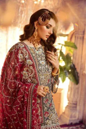 BRIDAL HEAVY EMBROIDERED DESIGNER GREY COLOUR PAKISTANI SUIT