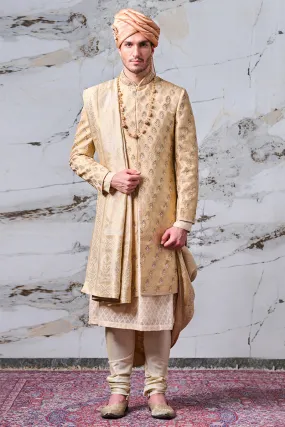 Brocade Sherwani With All Over Zardosi And Dori Embroidery