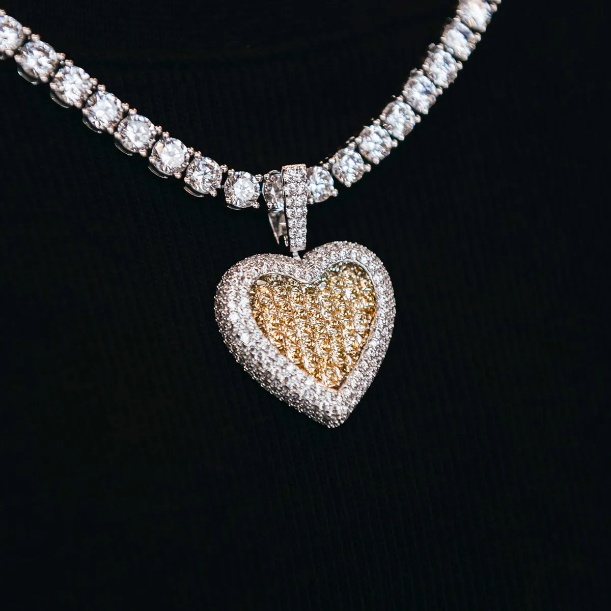 Canary Diamond Baguette Heart Pendant