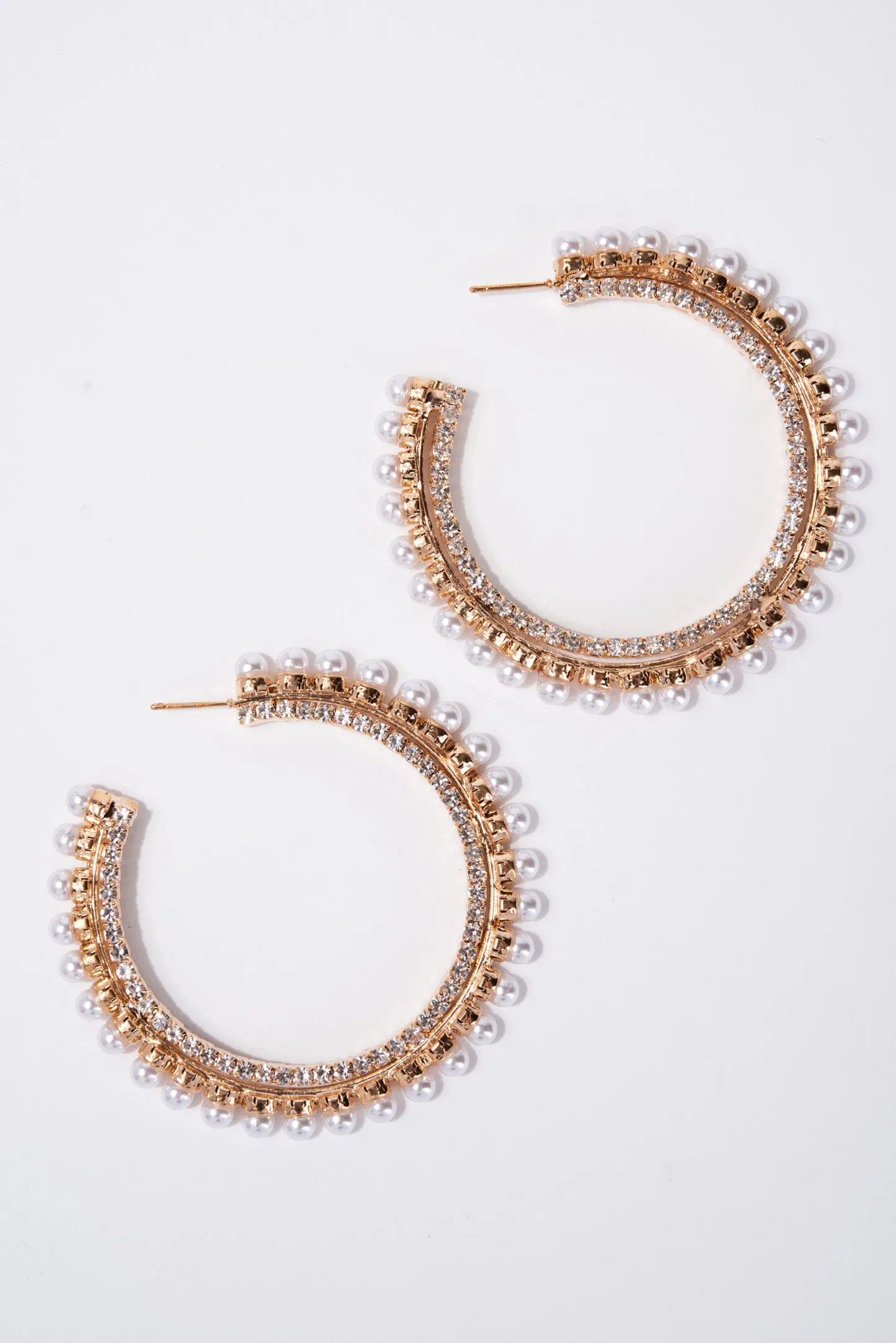 Celestine Pearl Stone Hoop Earrings - Gold