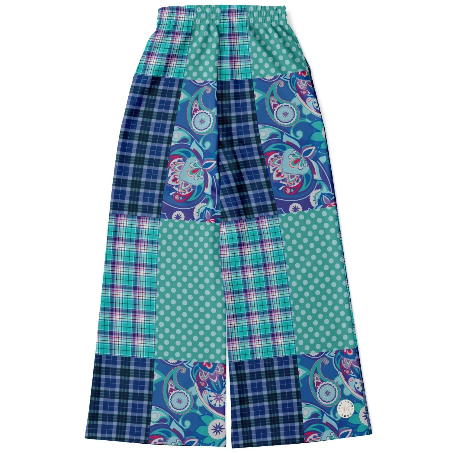 Cerulean Patchwork Plaid SW Stretchy Phat Bellbottoms