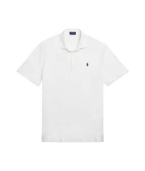 Classic Fit Cotton-linen Mesh Polo Shirt - White