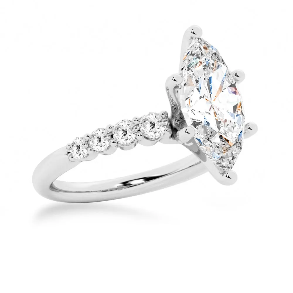 Classic Shared-Prong Marquise Cut Moissanite Engagement Ring