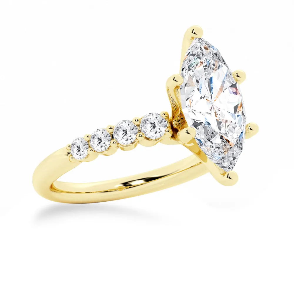 Classic Shared-Prong Marquise Cut Moissanite Engagement Ring