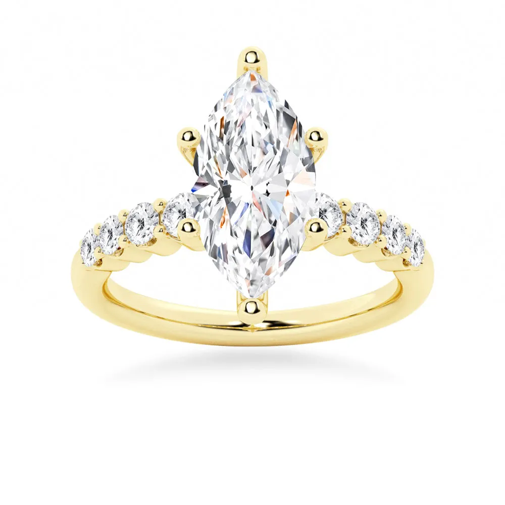 Classic Shared-Prong Marquise Cut Moissanite Engagement Ring